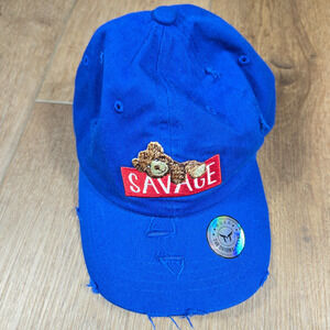 Savage Bear Embroidered Dad Hat Distressed Cap Adjustable Fashion Baseball Style